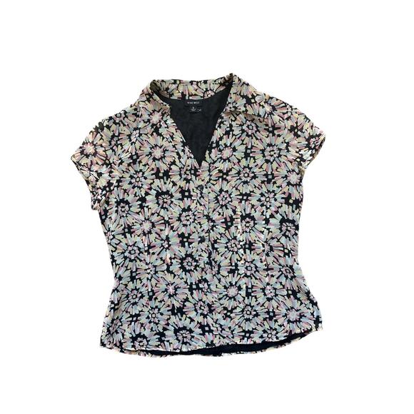 Nine West Women’s V-Neck Short Sleeve Blouse - Picture 1 of 5